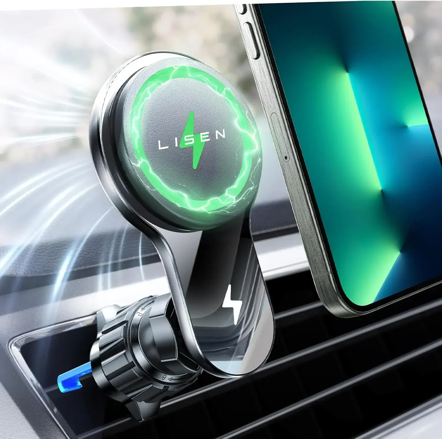 LISEN for 15W MagSafe Car Mount Charger Wireless Car Charger Magsafe Automobile Phone Mount Vent Fit IPhone 15 14 13 12 Pro Max