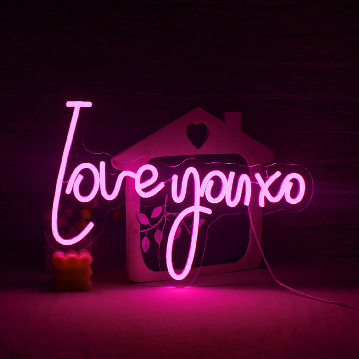 

Love You XO Neon LED Signs Pink Letters Night Light Art Decor Acrylic Wall Lamp For Bedroom Party Wedding Scene Birthday Gifts