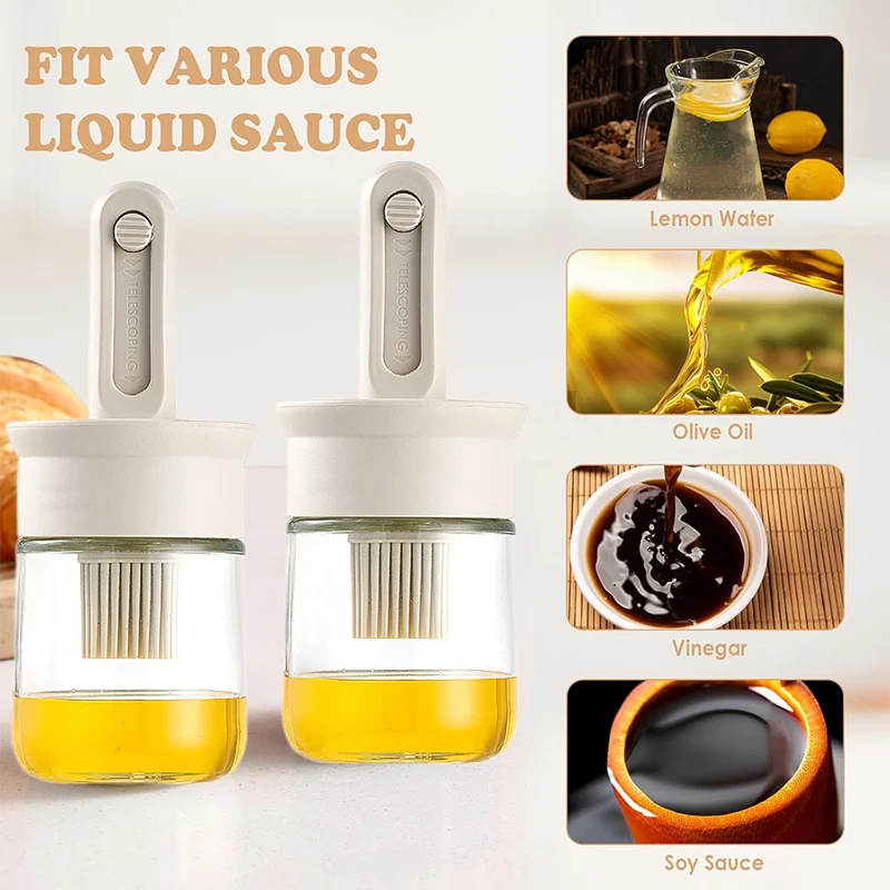 Botella dispensadora de aceite sin BPA, juego de cepillos de silicona resistentes al calor para hornear, cocinar, barbacoa, cocina, accesorio al aire libre para Picnic, 2 uds.