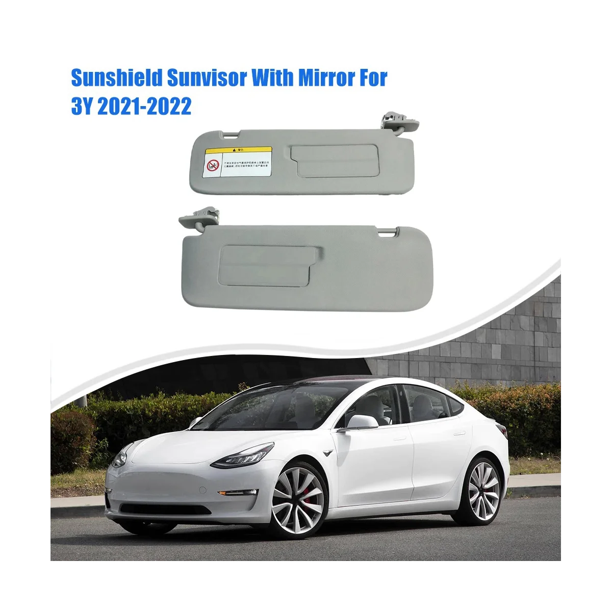 Car Sunshield Sunvisor with Mirror Interior Sun Visor for Tesla Model 3/Y 2021-2022 1490406-31-A