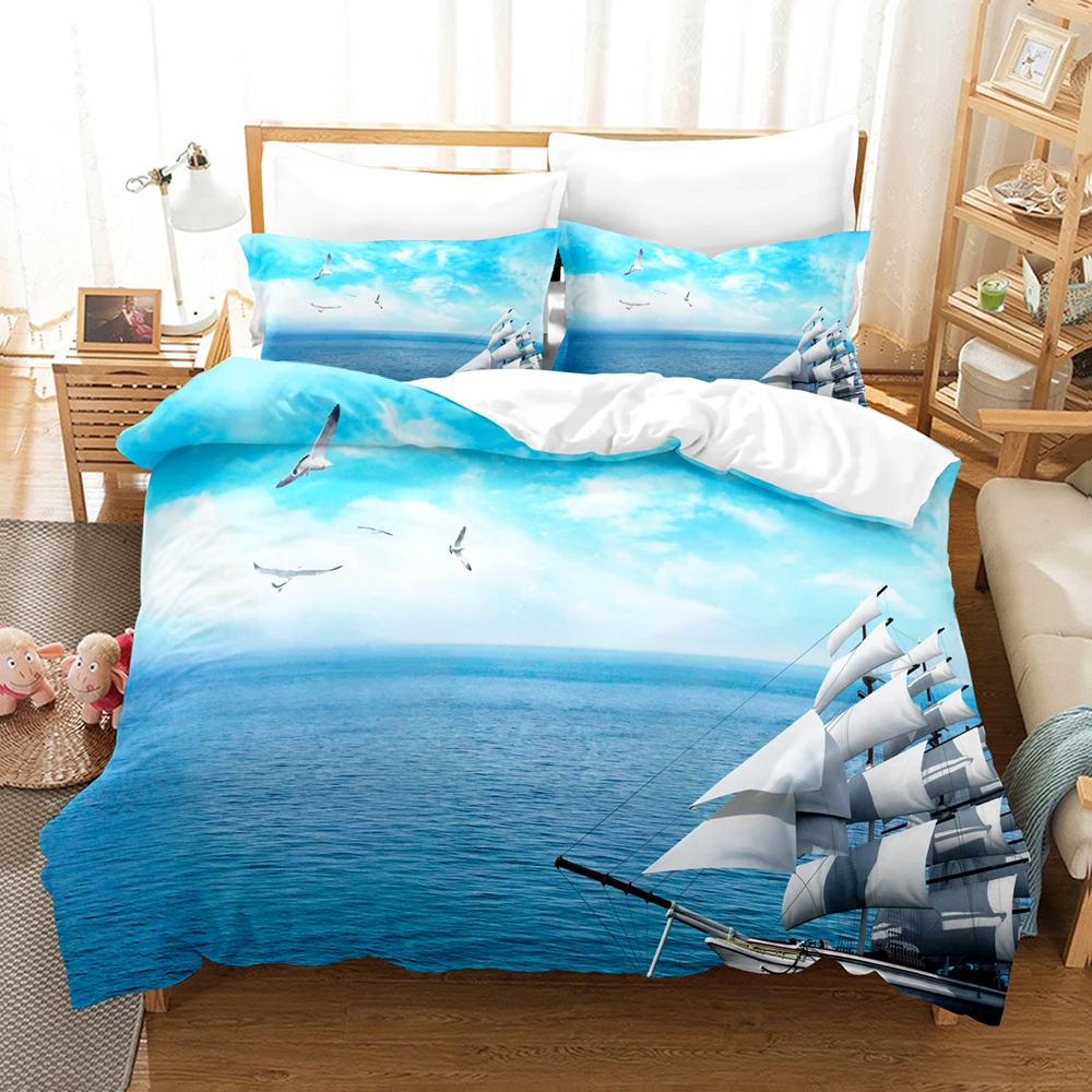 3D Printed Navigation Bedding Set Down Quilt Cover With Pillowcase Double SIngle King 3D Printed Anime My Dress-U