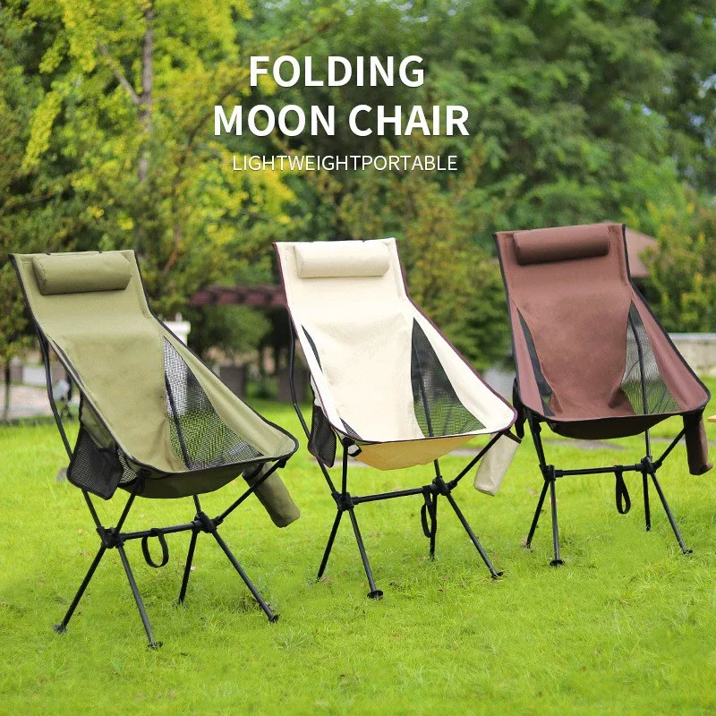 

Camping high back moon chair ultra light aluminum alloy fishing picnic barbecue chair portable beach camping leisure chair