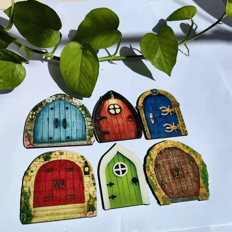 6PCS Wooden Fairy Door Window Gate DIY Fairy Garden House Decor Dwarf Elf Door Figurines Decorations Mini Ornaments Gifts 2026