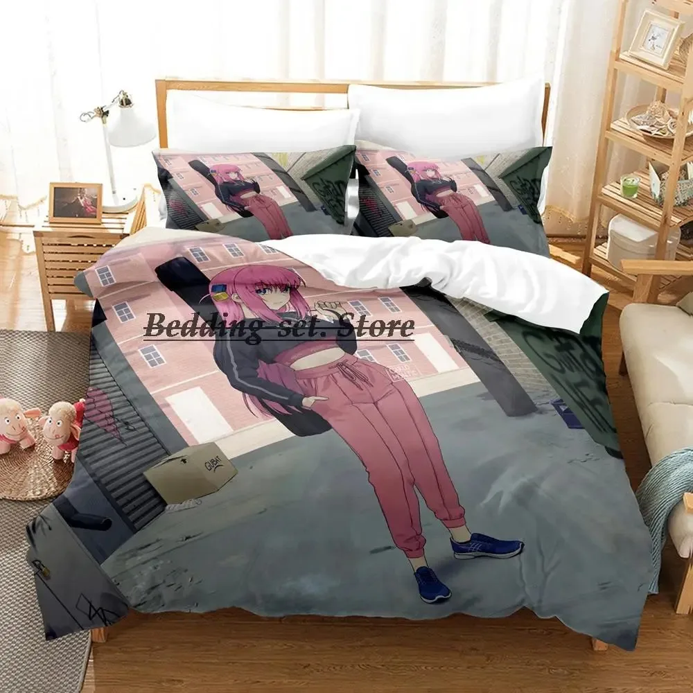 2023 BOCCHI THE ROCK Bedding Set Single Twin Full Queen King Size Bed Set Aldult Kid Bedroom Duvetcover Sets Anime Bed