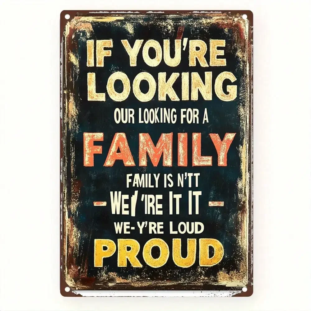 Funny Family Pride Vintage Metal Wall Sign, Rustic Farmhouse Iron Plaque, Weathered Heavy-Duty Wall Art Decor
