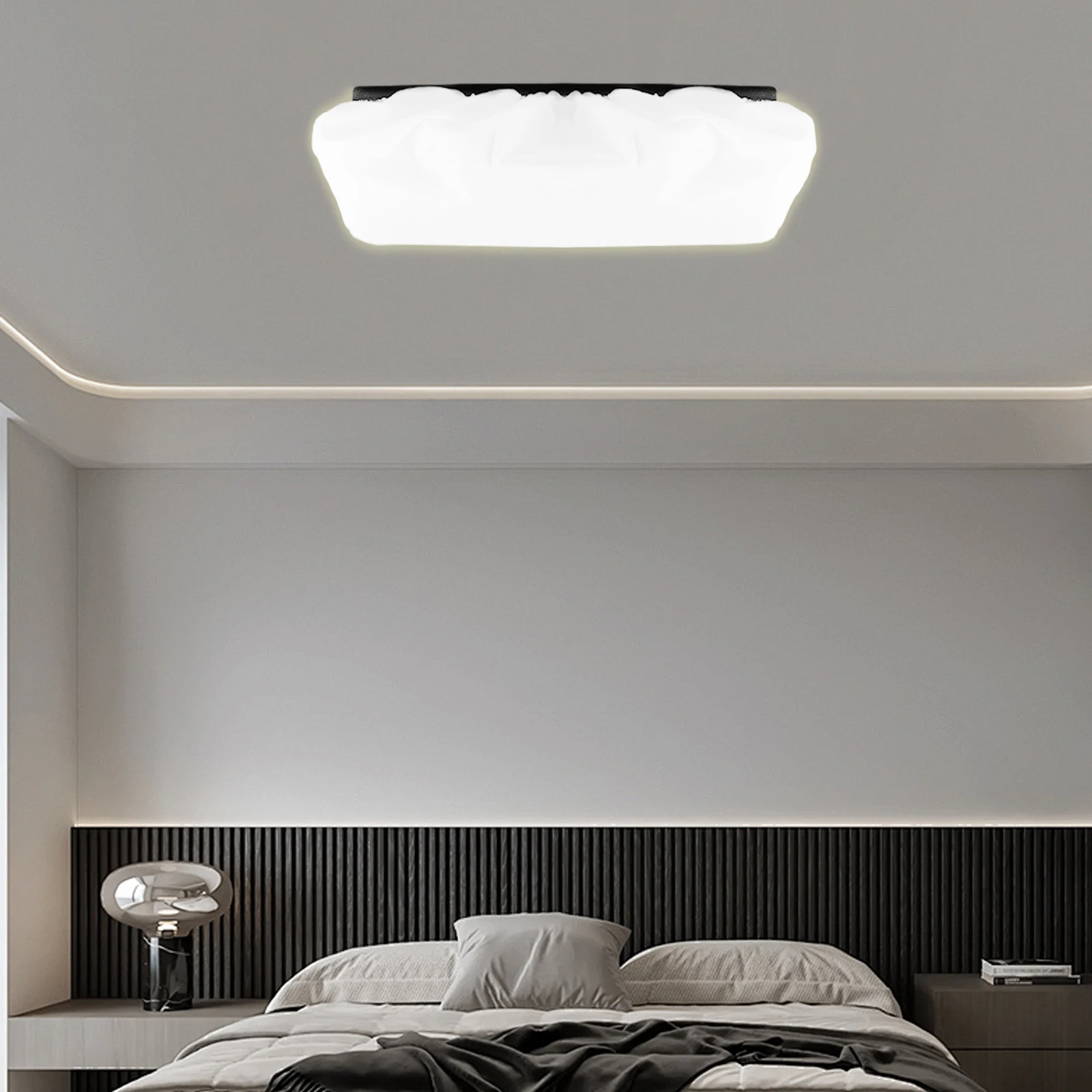 

Square Soft Light Lampshade For Baby Room White Fabric Ceiling Light Shade Anti-Glare Easy Install Large Lamp