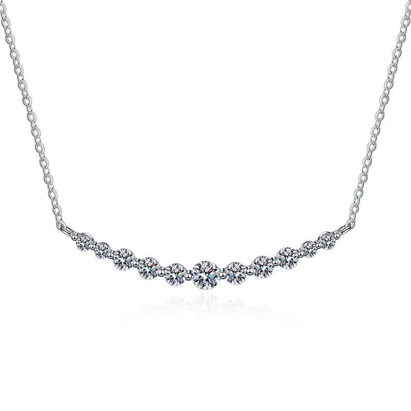 S925 Silver White Gold Plated 1.1CT D Color Moissanite Smiley Face Pendant Necklace for Women, Exquisite Jewelry. view 5