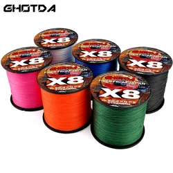 GHOTDA Braided Fishing Line 8 Strands 300m Super Power Multifilament PE Extreme Braided Line Fishing Cord Carp Squid Yellow Pink