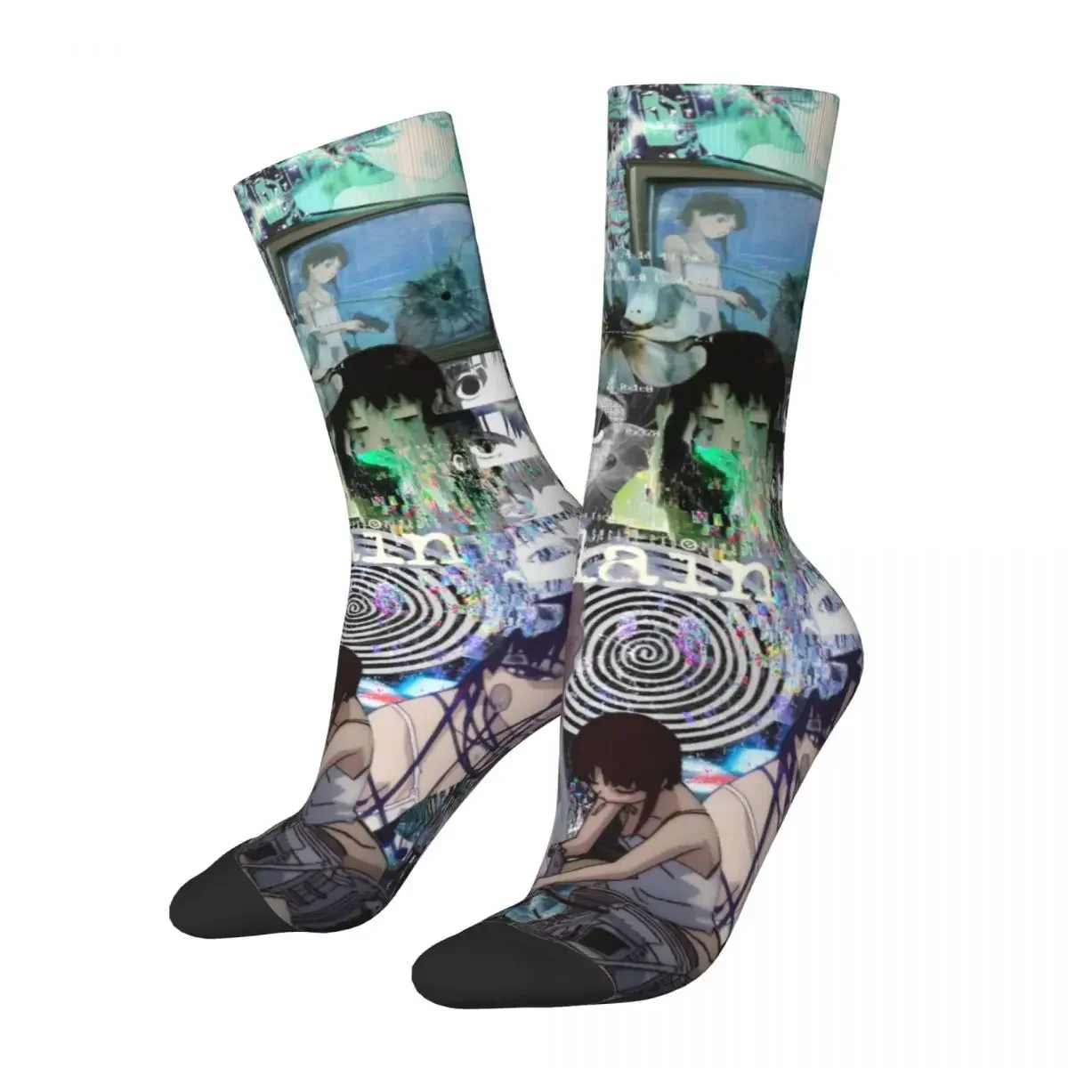 Autumn Winter Colorful Men's Women's Serial Experiments Lain Socks Breathable Basketball Socks