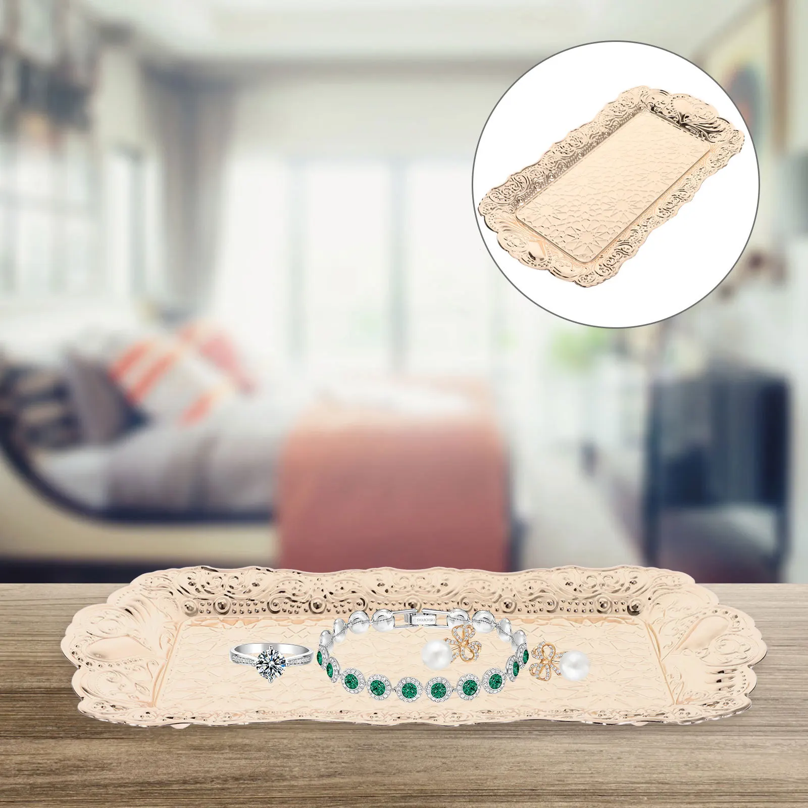 

Iron Jewelry Tray Metal Plate Stylish Organizer Tray for Desktop Cosmetics Fruits Snacks Storage Metal Plate Decor
