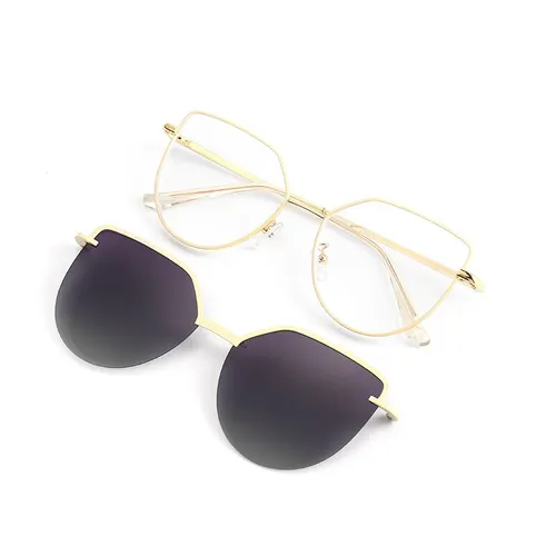 Imagen 2 del producto Gafas de sol con cierre de ojo de gato para mujer, con luz azul montura de gafas, Clip magnético polarizado, a la moda, para ordenador, 7002