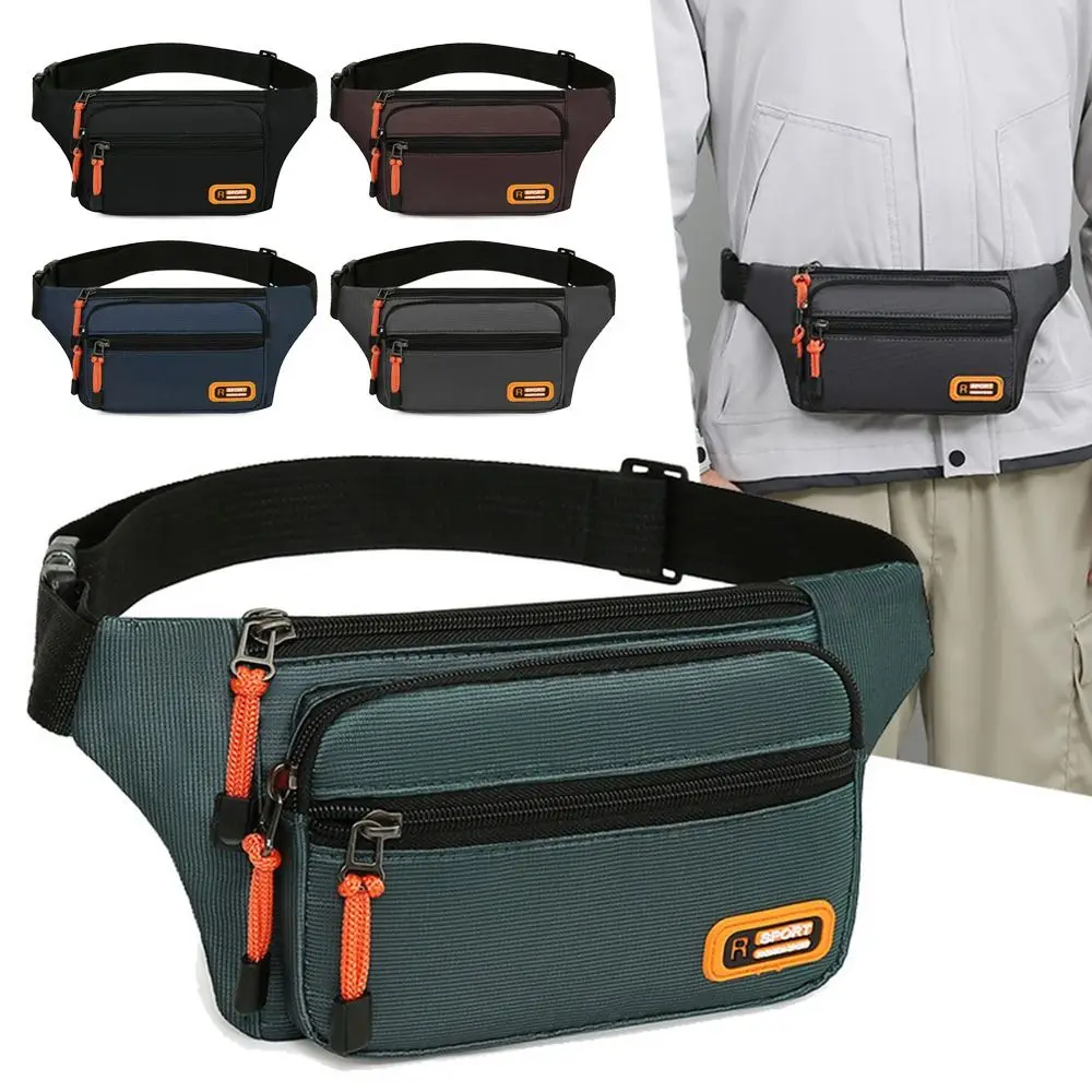 Bolsa de cintura masculina de nylon, bolsa de peito, grande capacidade, à prova d'água, esportiva, para celular, viagem ao ar livre, anti-roubo, carteira de caixa de negócios