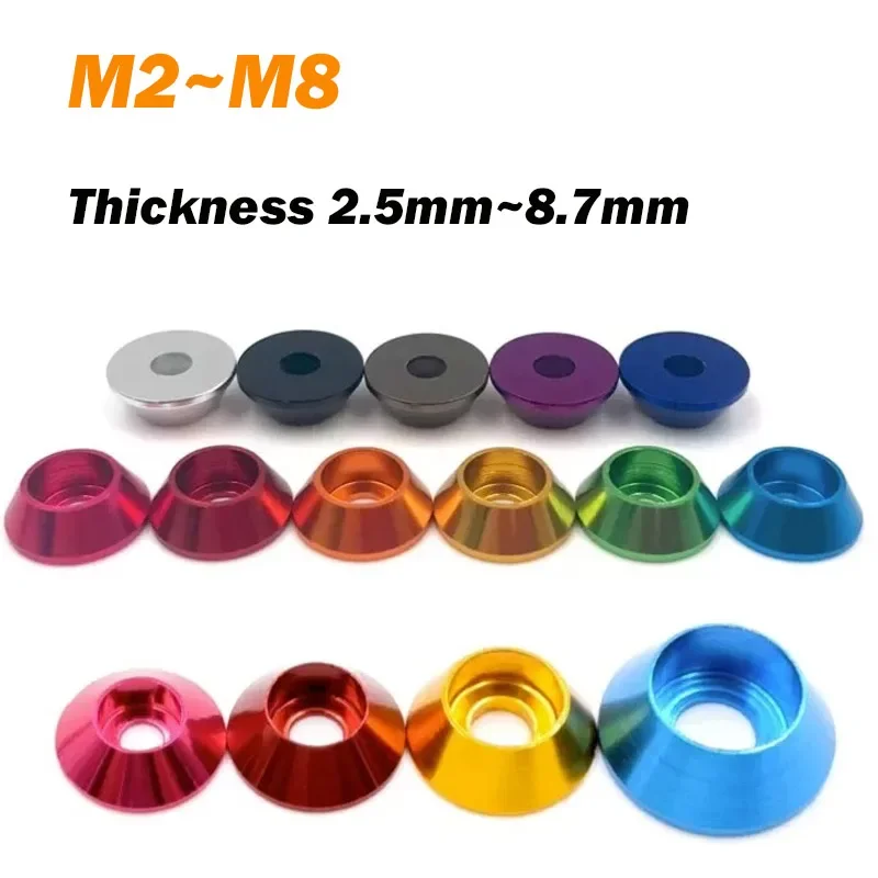 Cup Head Washer M2 M2.5 M3 M4 M5 M6 M8 Thickness 2.5mm~8.7mm Color Aluminium Alloy Hexagonal Socket Cap Head Gasket Cup Washers