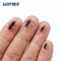 Wifreo-SEÑUELOS de pesca con mosca seca, 6 piezas, de tamaño pequeño, trucha, gris, pavo real, Herl, cuerpo, Grizzle, #14-#20