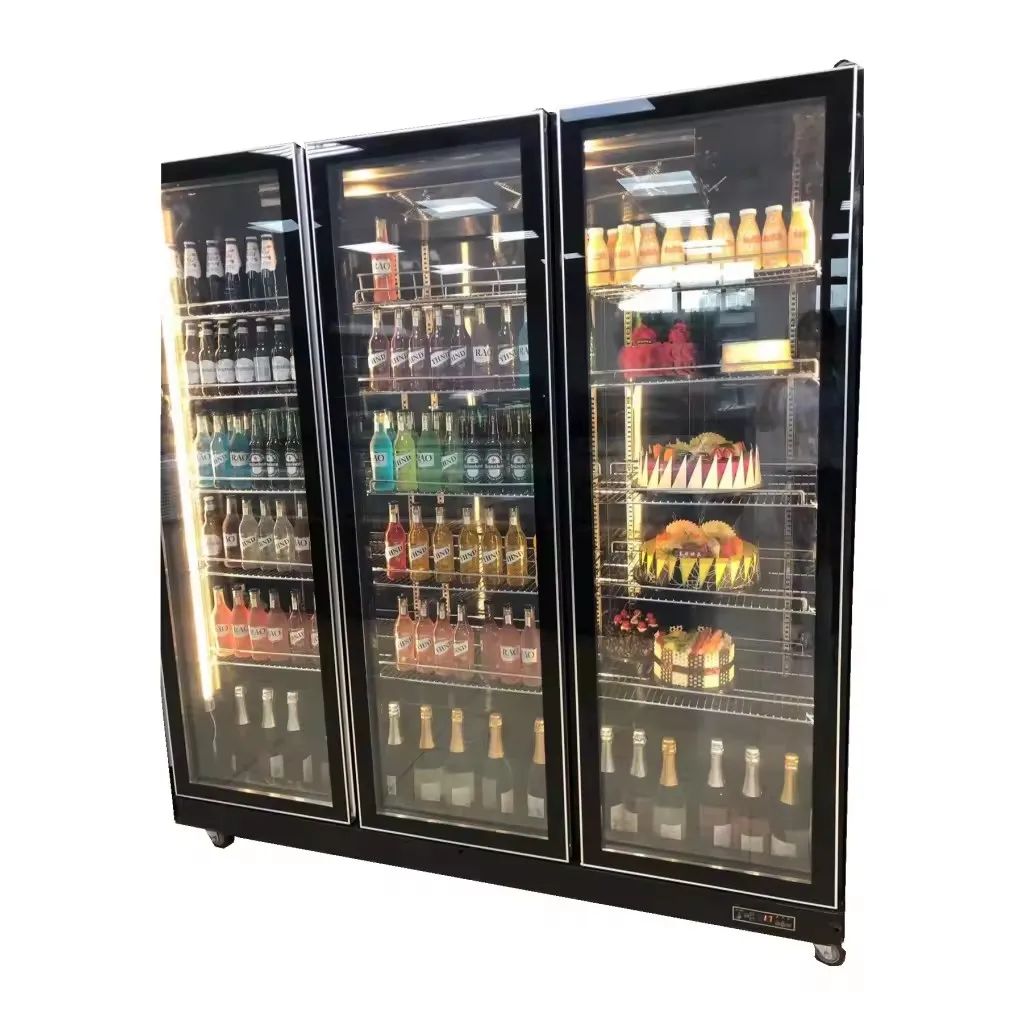 Supermarket Restaurant Commercial Three-door vertical refrigerated display cabinet Beverage Beer Freezer Refrigeration Equipment