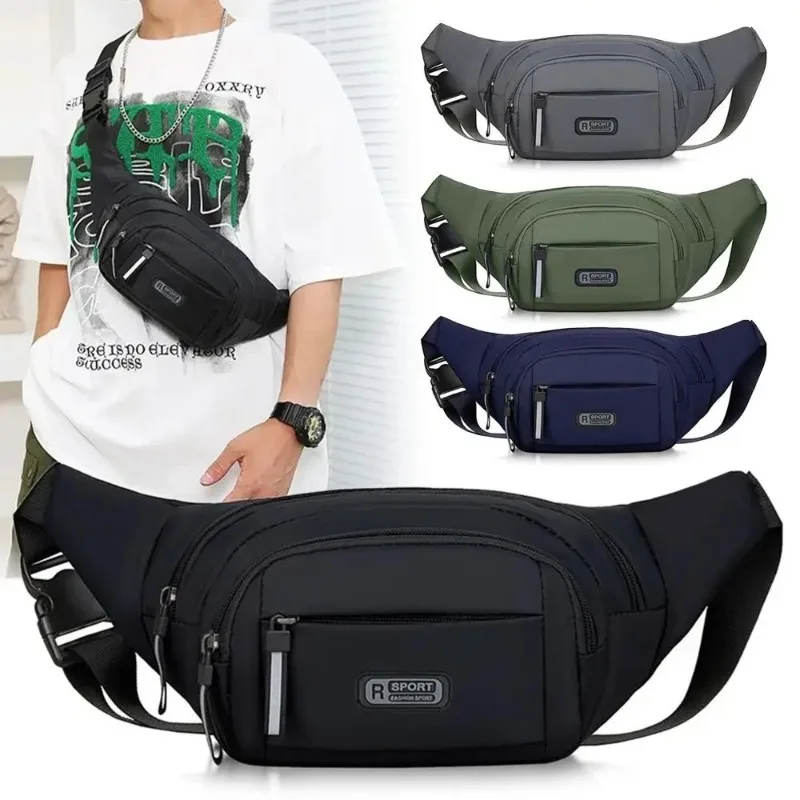 1PCS Fashion Large-capacity Men Waist Bag Casual Nylon Anti-theft Chest Bag Outdoor Travel Waterproof Sports Mobile Phone Bag