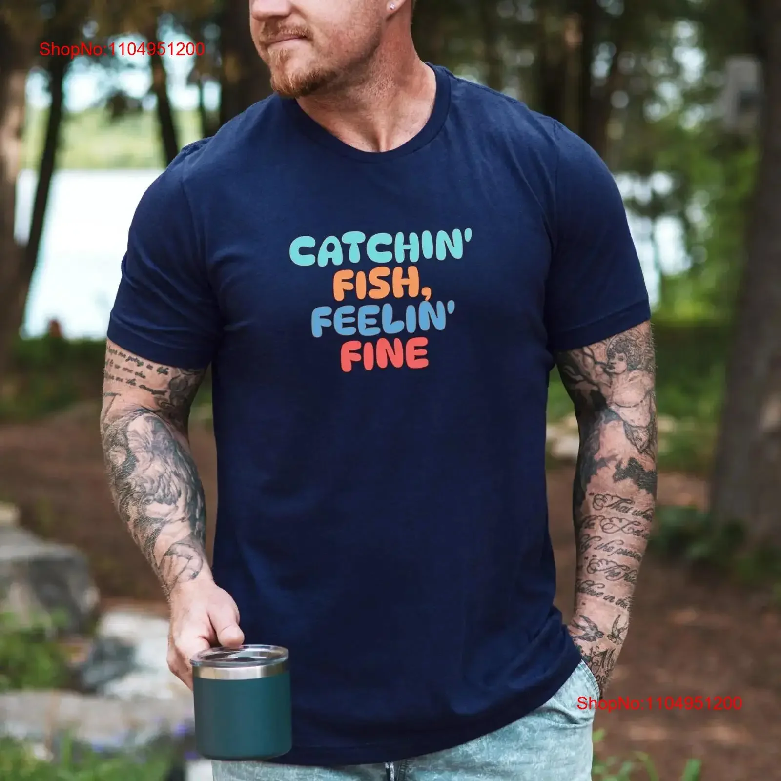 

Футболка Catchin' Fish Feelin' Fine для любителей рыбалки, летняя винтажная стираная дизайнерская одежда с графикой, универсальная домашняя стильная повседневная одежда