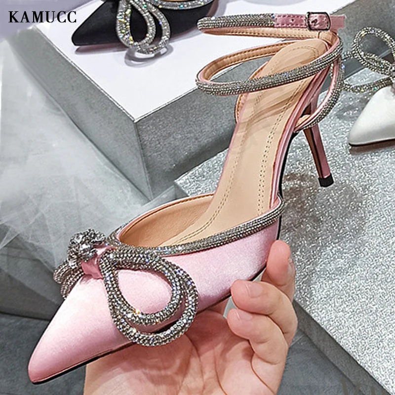 Wedding Women Pumps New Pearl High Heels Sexy Pointed Toe Sandals Party Brand Fashion Shoes for Lady Heels Rhinestone Shoes