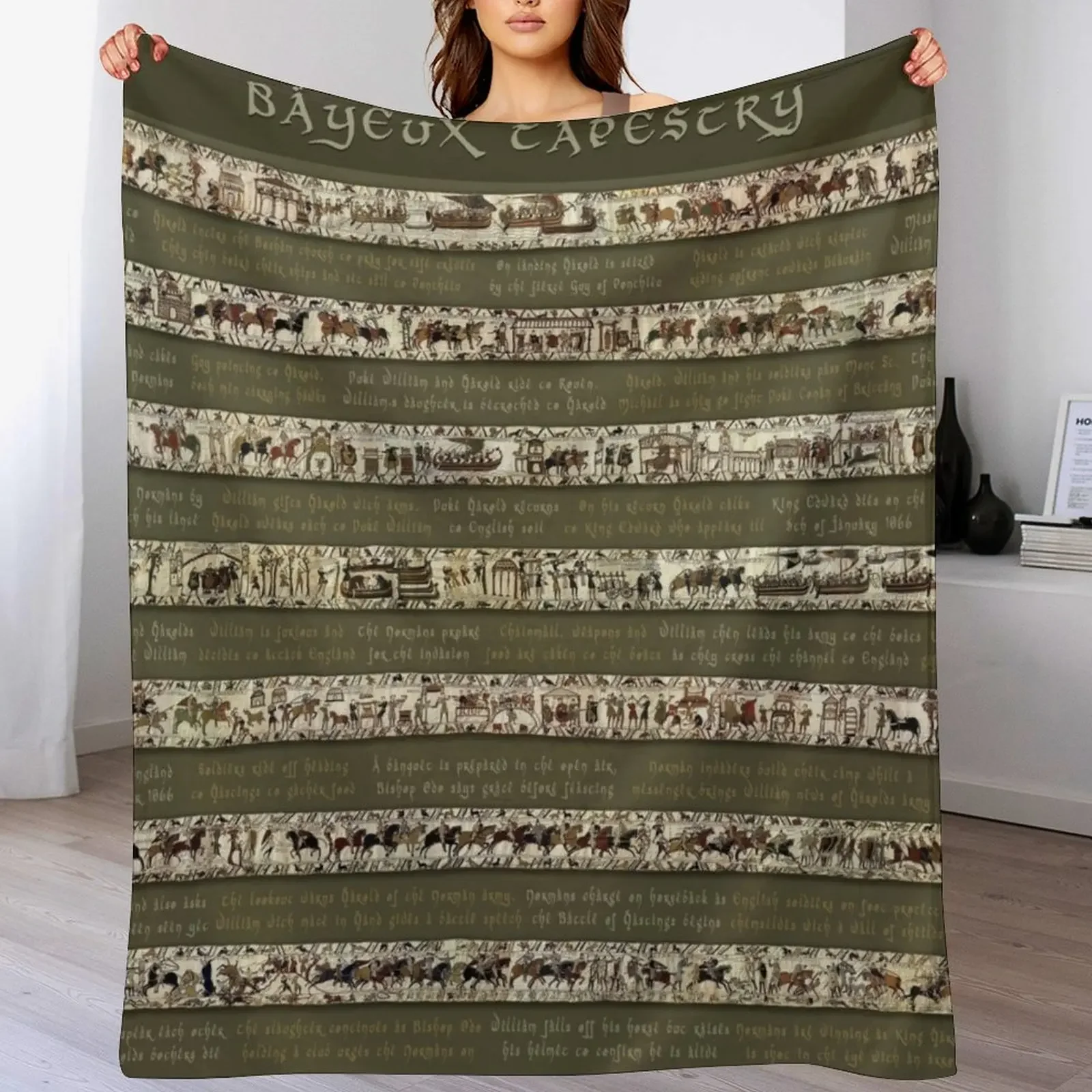 Bayeux Tapestry-Full scenes with story Throw Blanket Cozy Napping Blanket Gift for Mom Dad