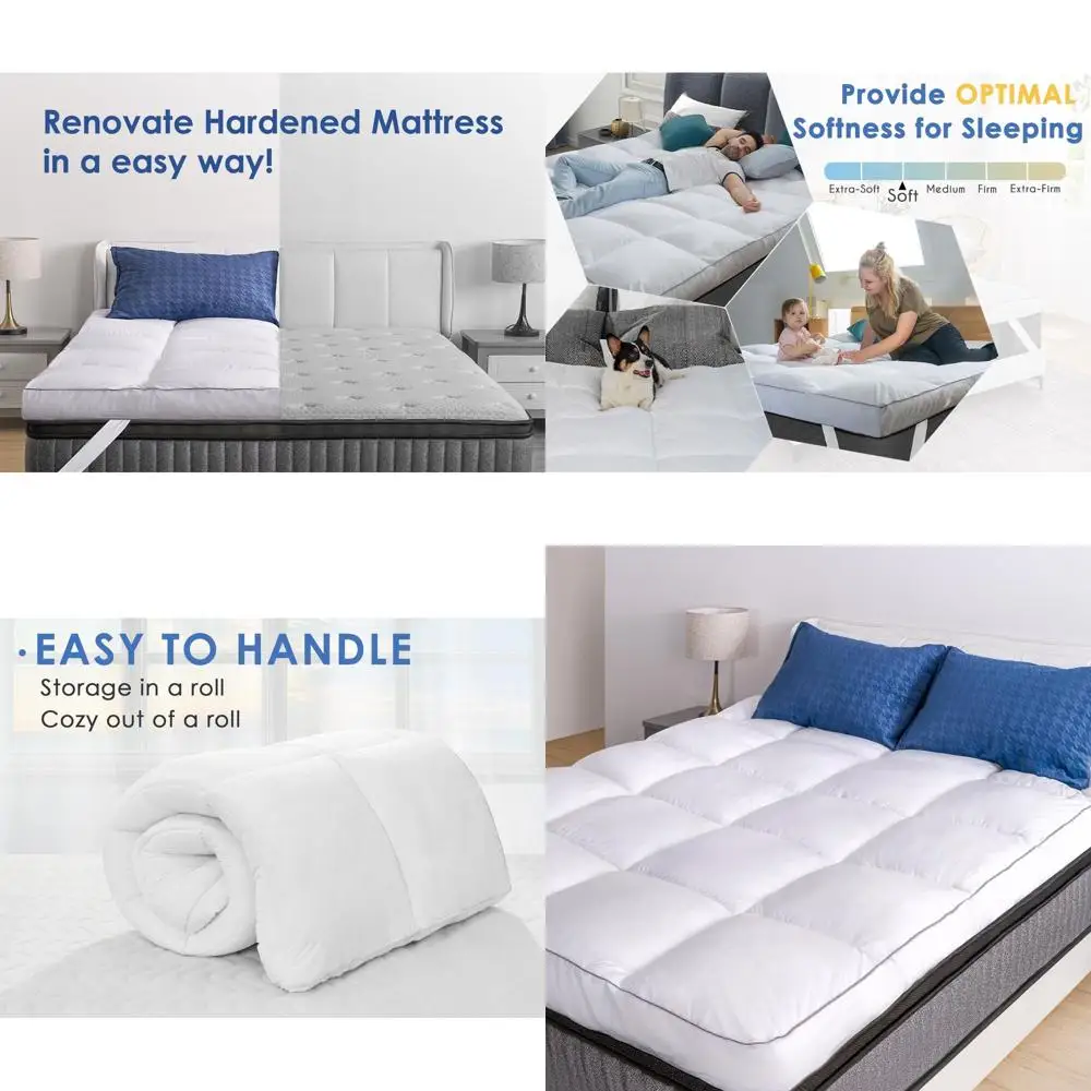 

Luxurious Cooling Plush Pillow Top Mattress Topper, Extra Thick, Soft Down Alternative Pad for Cal King Beds