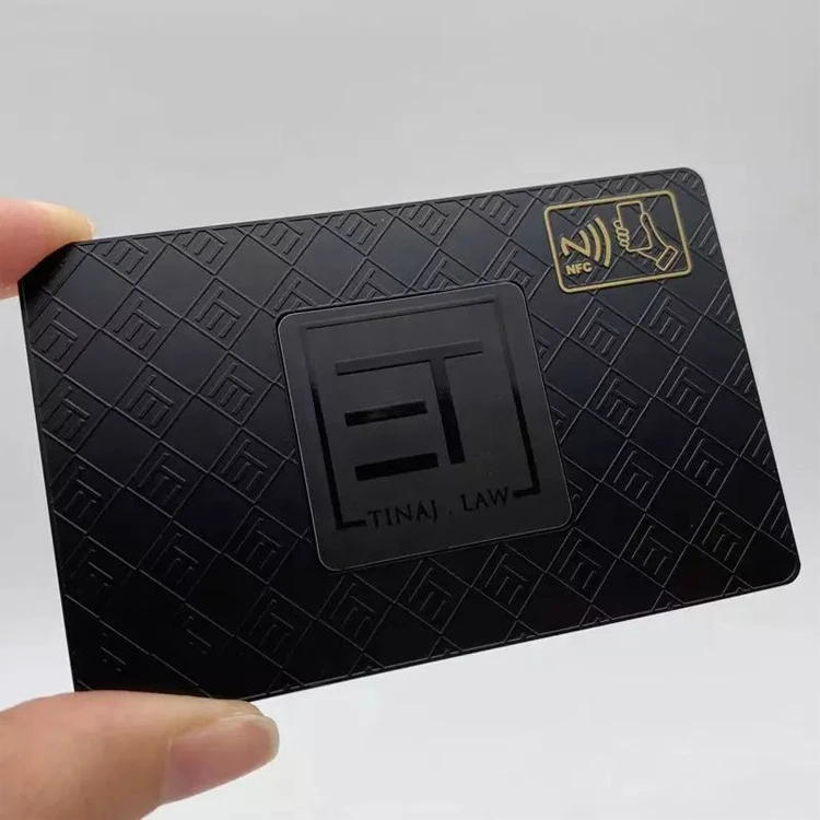 استعلام مخصص مخصص على شكل Rfid قابل للطباعة الفولاذ المقاوم للصدأ الأسود معدن Nfc بطاقة الأعمال بطاقة الائتمان حجم الأعمال المعدنية