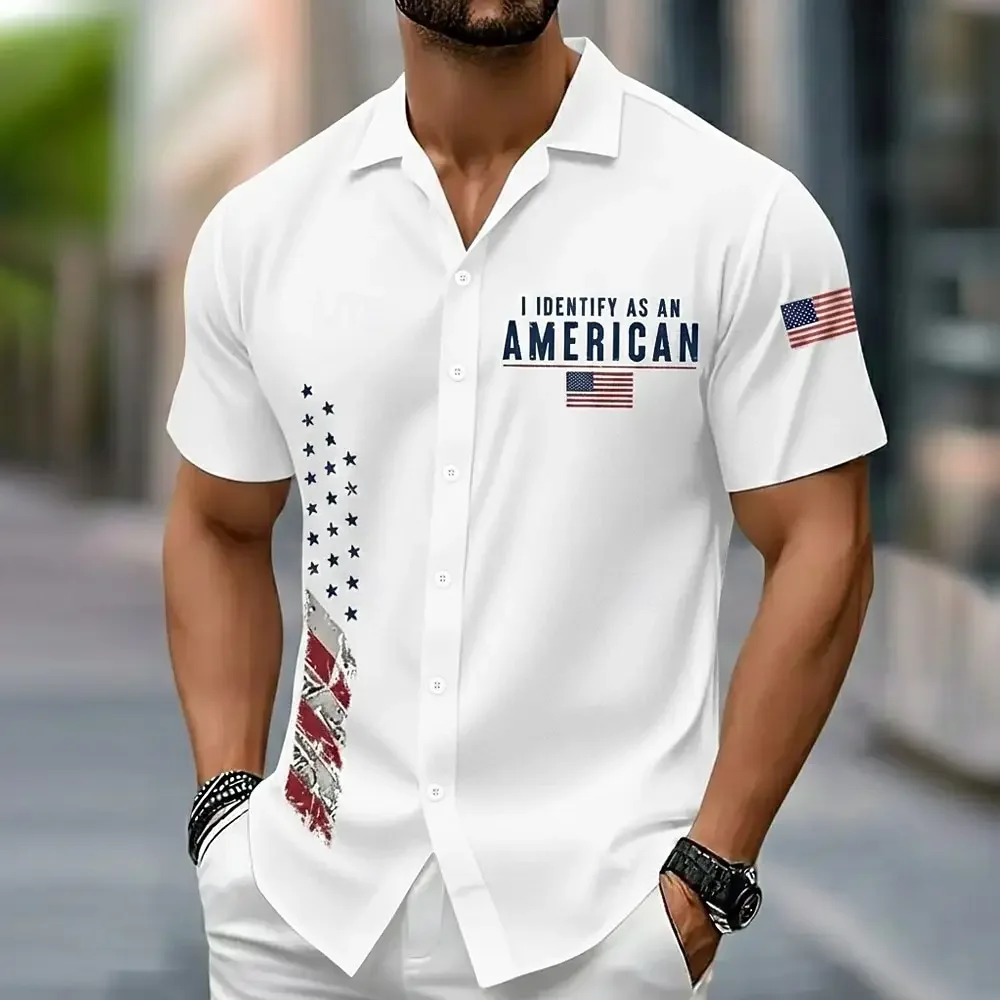 Camisas con estampado 3D de la bandera americana y el águila para hombre, camisetas informales de moda para fiesta en la playa, ropa de manga corta para hombre