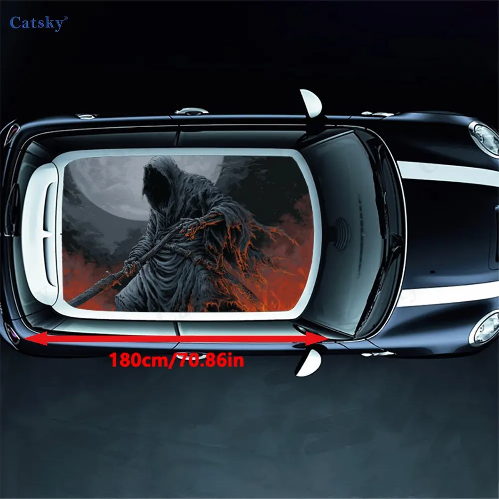 Dark Reaper Dominance Car Roof Sticker, PVC Self-Adhesive Waterproof Car Vinyl Decal, Car Decoration Protection Stickers, Easy I