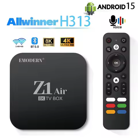 Z1 Air Android 15 TV Box Allwinner H313 Octa-Core 4G 5G Dual WiFi HD 8K 4K Video BT5.0 Media Player Voice remote IPTV