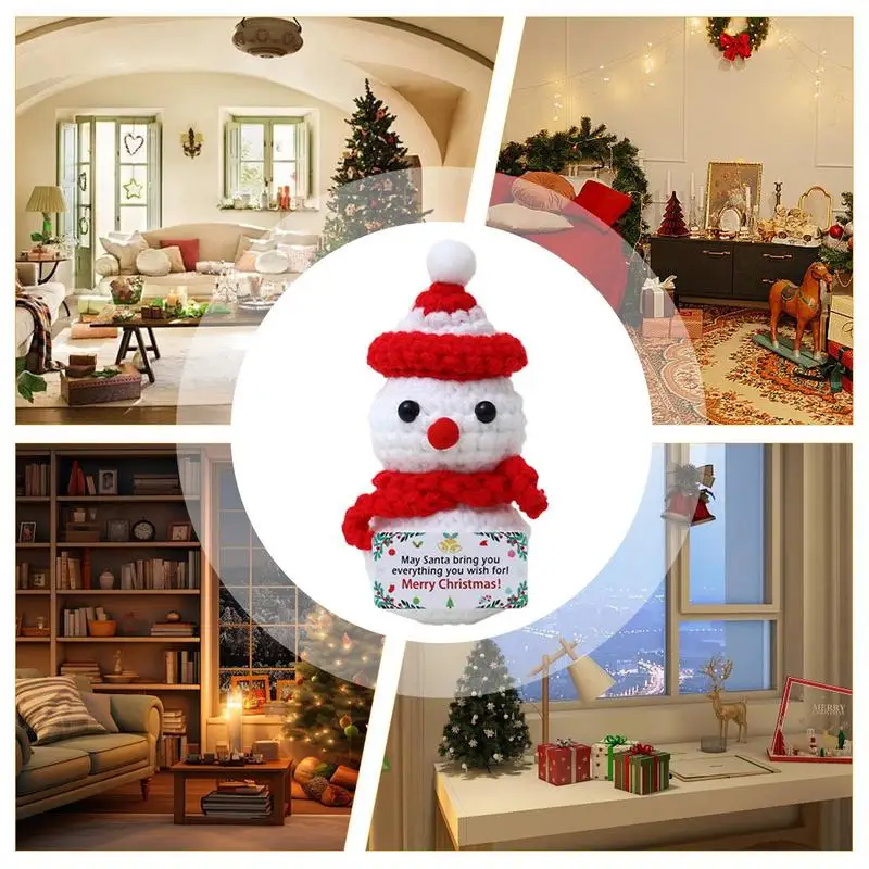 عيد الميلاد الكروشيه الدمى الحلي ثلج شجرة عيد الميلاد اليدوية ألعاب من القطيفة مصغرة التماثيل محبوك دمية للأطفال هدية عيد الميلاد