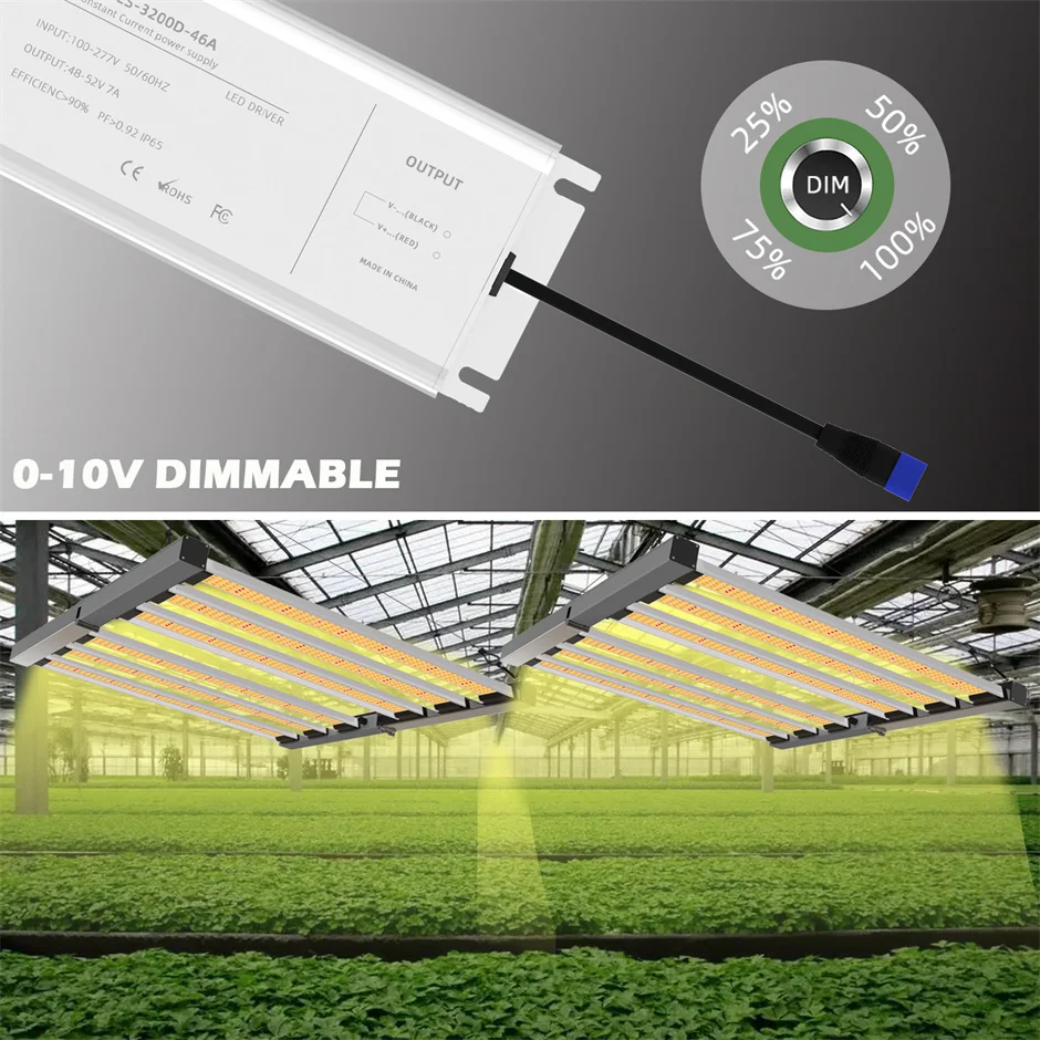 QKWIN LED Grow Light Bar 320W for Indoor Plants Full Spectrum, Seed Starting Seedlings Vegetable Pepper Hanging