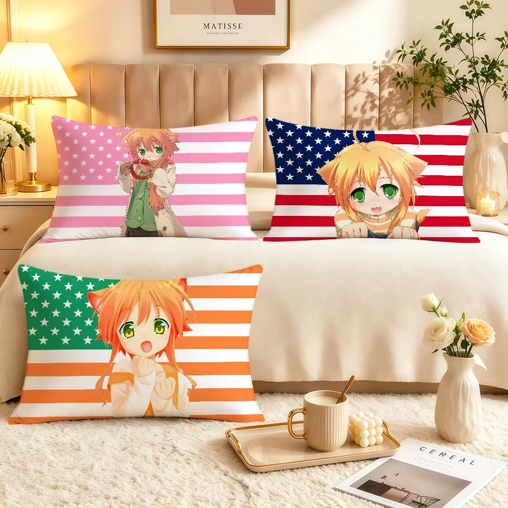 Anime W-Wanko To Kurasou Mikan Dog Girll Soft Rectangle Pillowcover Home Sofa Living Room Decor Dorm Bed Hogar Pillowcase Gift