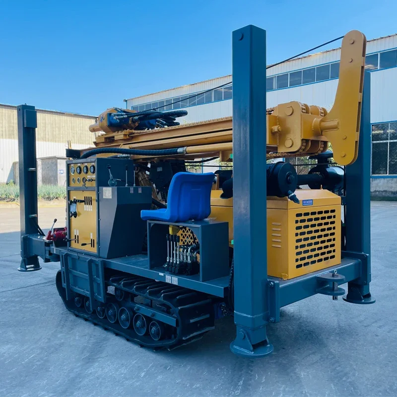 Plate-Forme Hydraulique de 200m avec Compresseur d'Air, Machine de Forage de Puits d'Eau