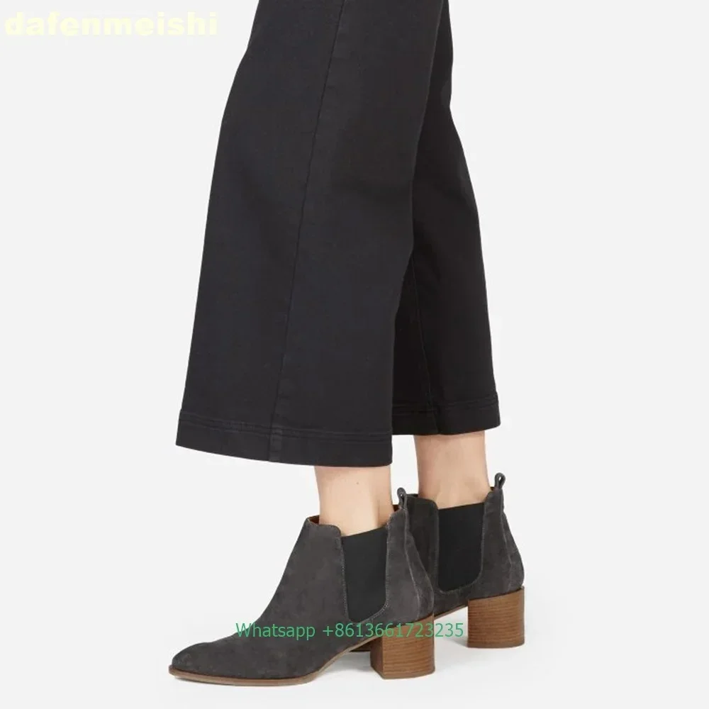 

Women Genuine Leather Chelsea Ankle Boots 2025 Winter Warm Thick Heels Pointed Toe High Heel Boots Fashion Office & Career Shoes