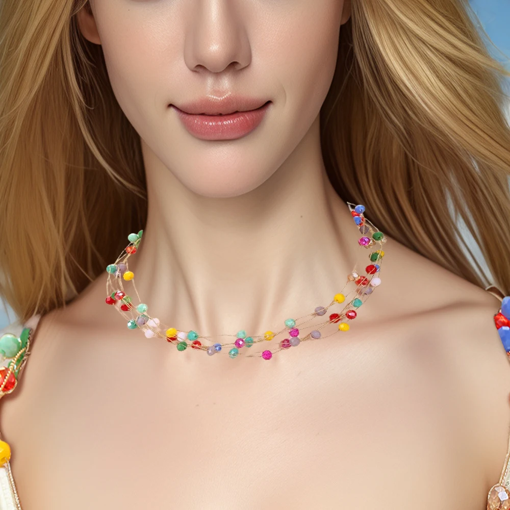 

Trend Multicolored Resin Pendant Necklace Classical Women Simple Necklace for Graduation Gift