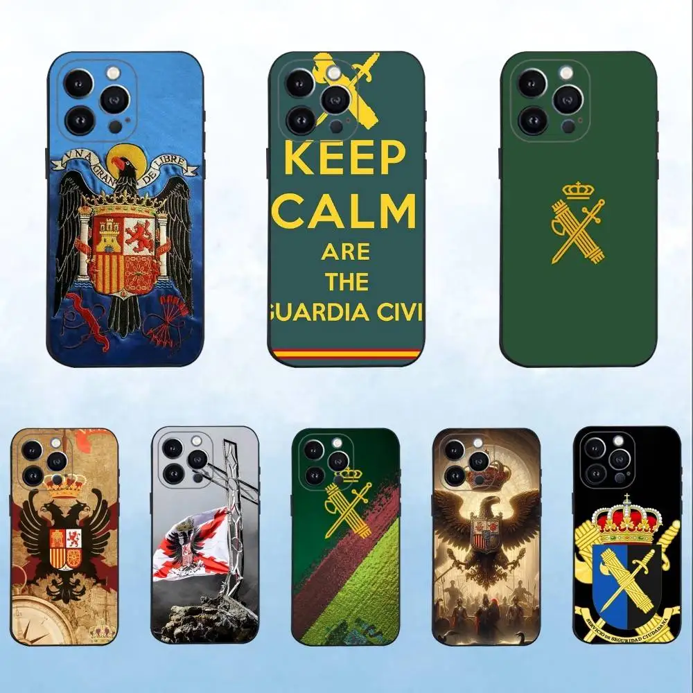 

Spanish Guard Civil Emblem Phone Case For iPhone 17,16,15,14,13,12,11 ,Pro Max,XS,X,XR,SE,Mini,8,7,Soft Silicone Black Cover