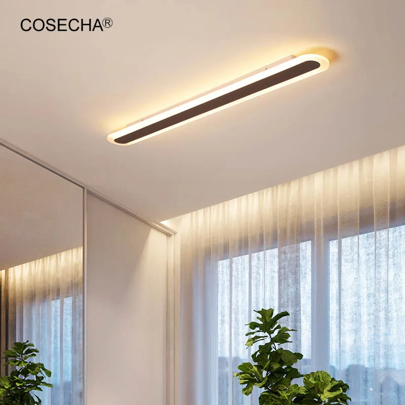 

Contemporary Led Long Ceiling Lamp In Hallway Corridor White Ceiling Light Surface Mounted Entryway/Balcony Lamp Coffee Color