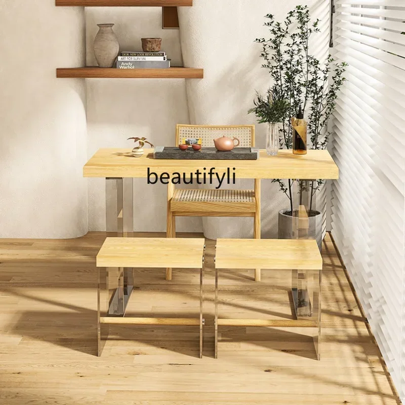 

cc182R11 Balcony Solid Wood Table-Chair Set Household Small Apartment Acrylic Tea Table Tea Table furniture living room