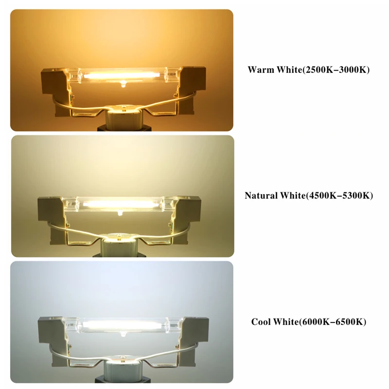 Imagem -04 - Lâmpada de Halogéneo Economizadora de Energia Lâmpada de Vidro Cob R7s Led 78 mm J78 118 mm 5w 10w 20w Tubo R7s ac 110v 220v Substituir a Luz