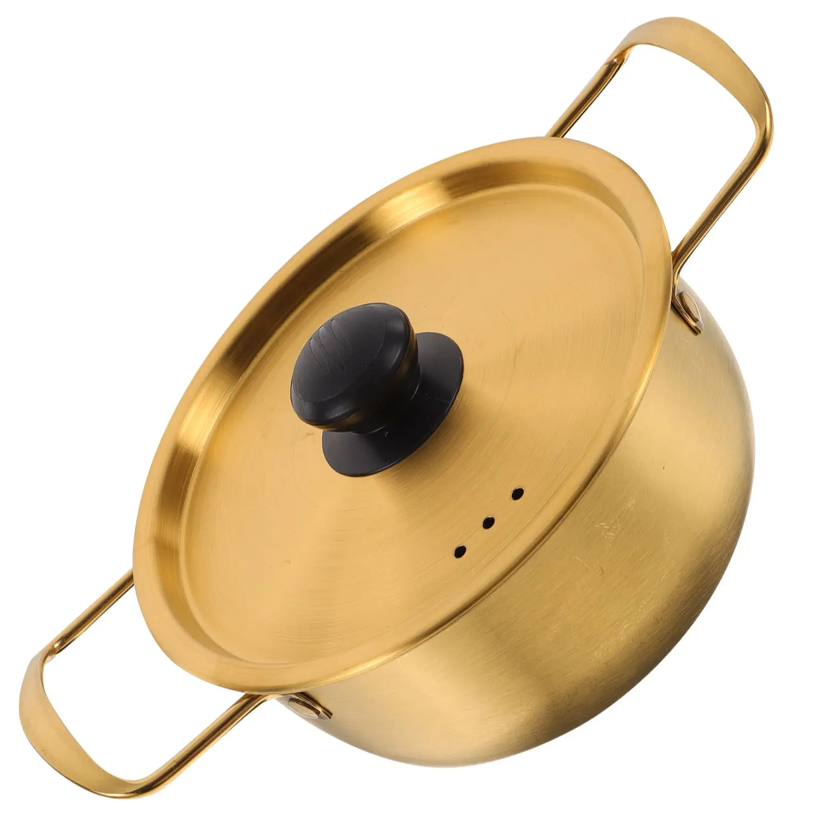 

Instant Noodle Pot Ramen Large Cooking Korean Binaural Shrimp Boil Stainless Steel Soup Noodles with Lid Pots for