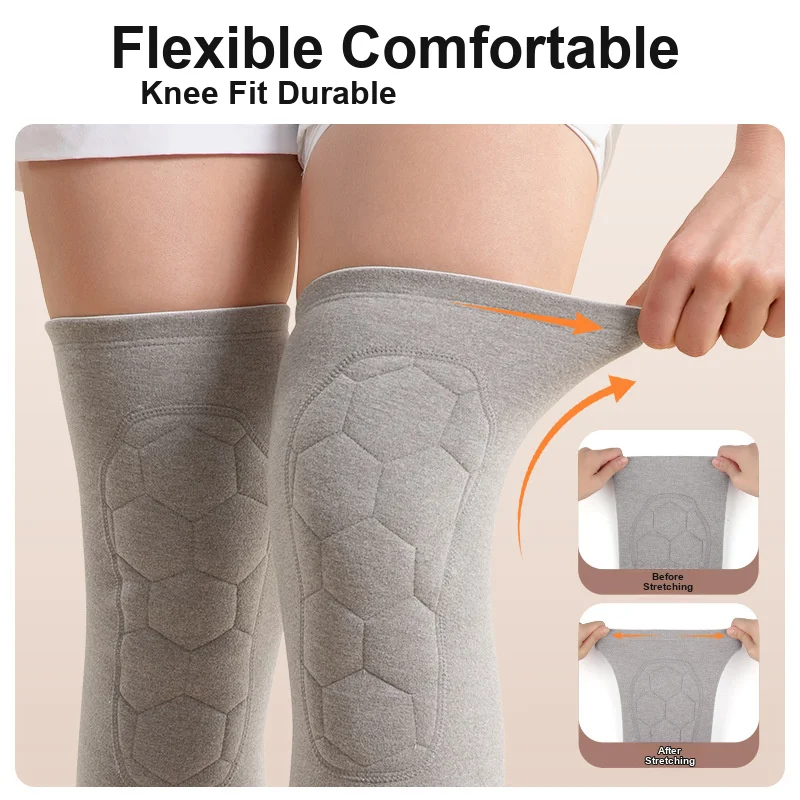 Thermal Knee Pads Wool Silk Thickened for Autumn Winter Dralon Heat Generating Seamless Elastic Knee Support for Men Women