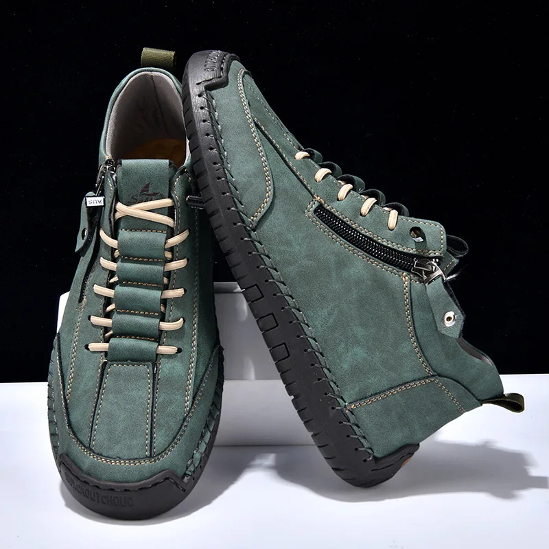 

Casual Leather Shoes for Men Men's Retro High-top Boots Casual Outdoor Men Boots Retro Leather Surface Comfortable Men's Sneaker