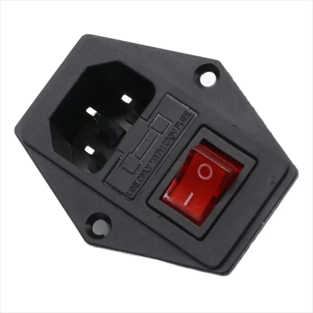 Fuse Switch 15A AC Power Socket 3Pin Fused Boat Rocker Switch 10A/250V AC Power Outlet for 3D Printer