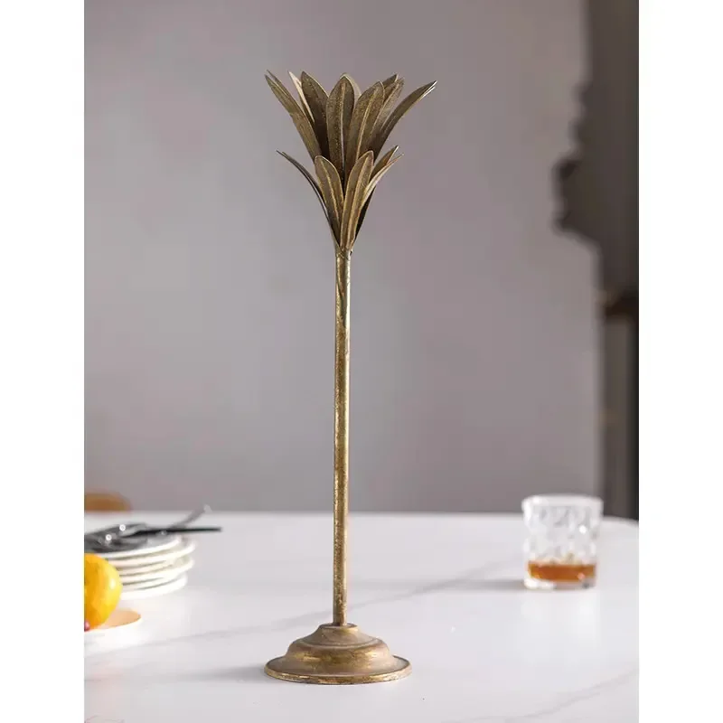 Vintage Home Living Room Dining Table Ornament Hotel Christmas Flowers Iron Atmosphere Decorative Candlestick