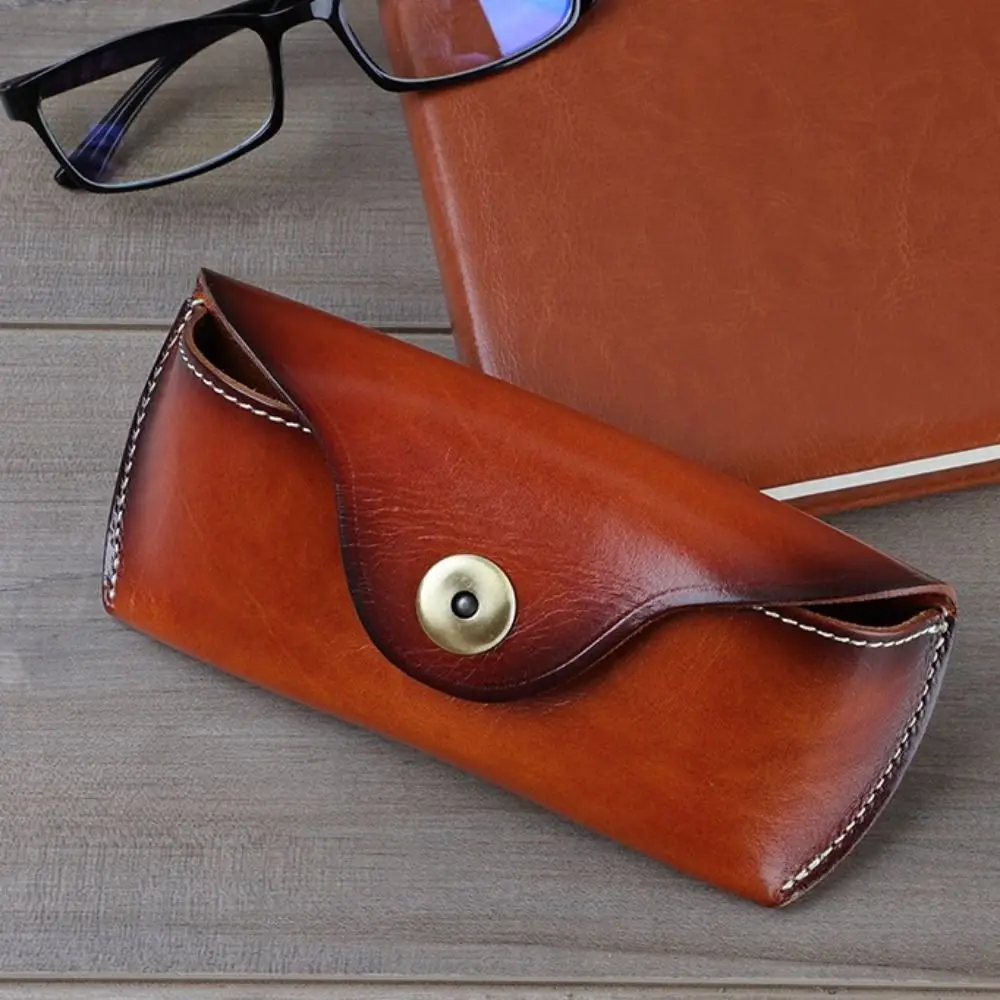 High Quality Eyeglass Handmade Genuine Leather Eye Glasses Bag Glasses Case Protector Case