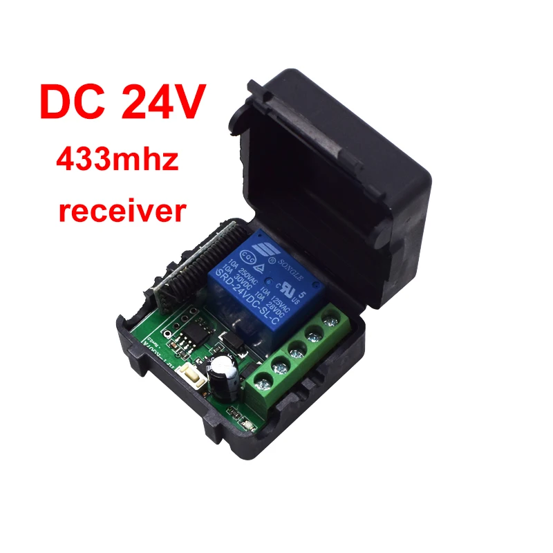 1 Channel DC 12V 24V 10A RF Relay Receiver Switch Module 433Mhz Wireless Remote Control EV1527 Learning Code Transmitter