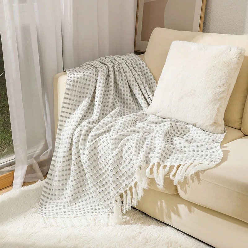 Chenille Knitted Blanket Summer Air Condition Thin Towel Quilt Office Plane Blanket Bed Blanket Throw Plaid Bedspread Sofa Cover