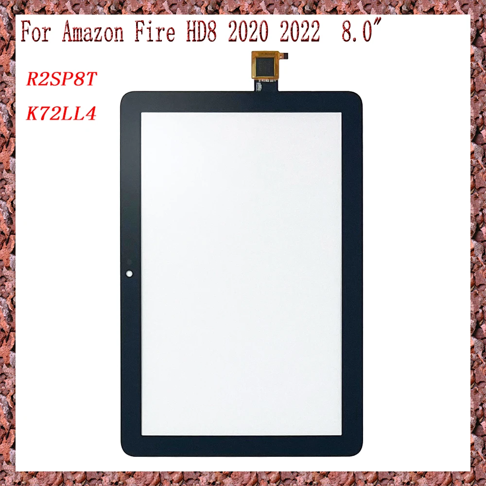 Nowość dla Amazon Fire HD8 HD 8 2020 2022 10th 12th Gen 8.0" R2SP8T K72LL4 Ekran dotykowy + OCA LCD Wymiana przedniego szklanego panelu