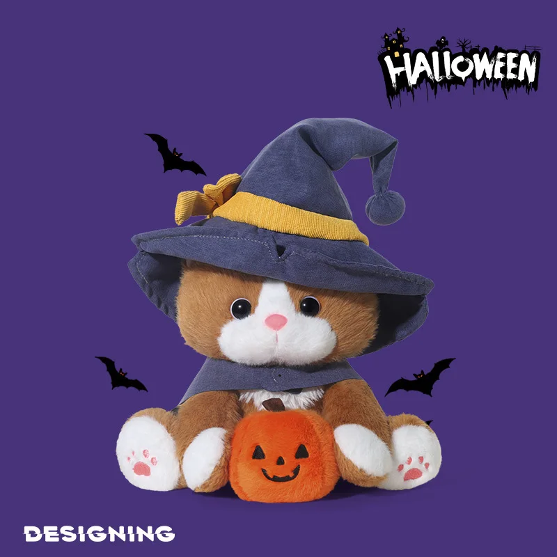 

New Halloween Wizard pumpkin Cat with Cute Cartoon cat and Soft Doll are the Best Gifts for Girls and Children Room Decoration