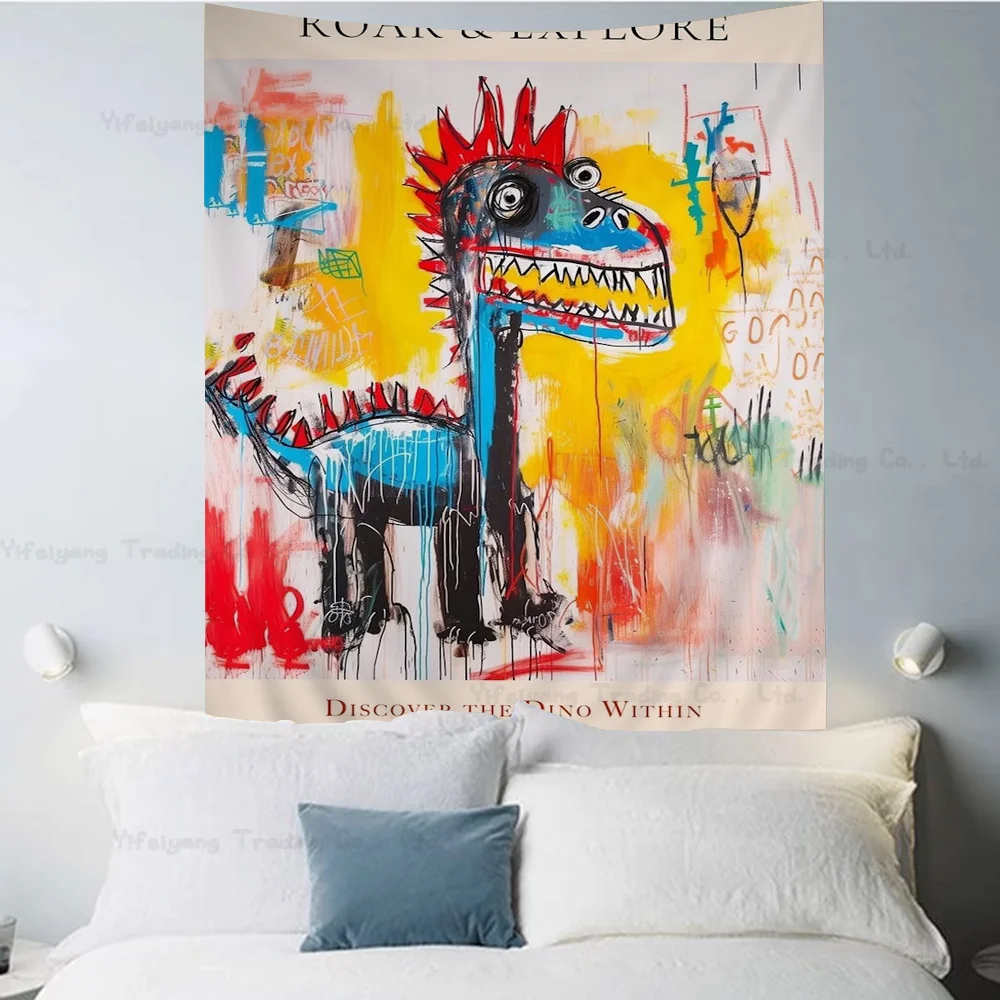 Classic Pop Street Graffiti Abstract Dinosaur Cartoon Tapestry Art Science Fiction Room Home Decor Wall Hanging Home Decor