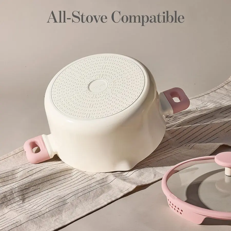 7QT Nonstick Stock Pot with Lid, Ceramic Casserole with Ladle, Nontoxic Kitchen Soup Pot, Big Cooking Pots PFAS and PFOA Free - Image 6